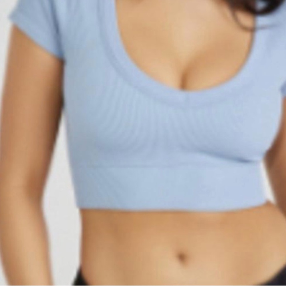 Garage Light Blue Ribbed Top